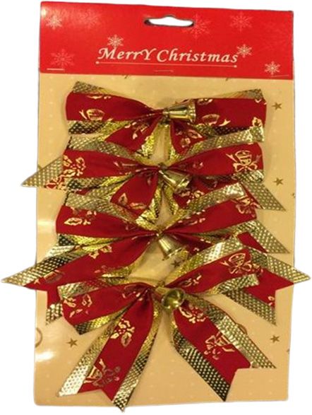 Декорация новогодняя Бант с колокольчиком 10 см 4 шт W20-C3369D/1 