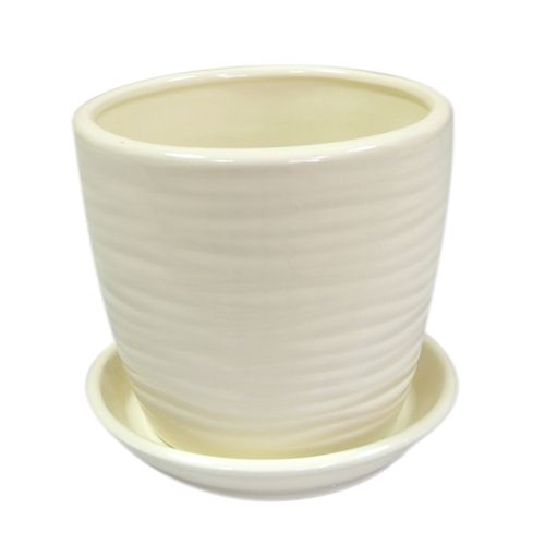 Горщик керамічний Оріана-Запоріжкераміка Грація Хвиля №4 круглий 1л бежевий глянець 
