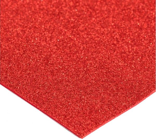 Фоамиран с блестками на клейкой основе MX61853 2 мм 20х30 см красный