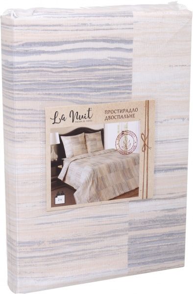 Простирадло Смужка 220x240 см сірий La Nuit 