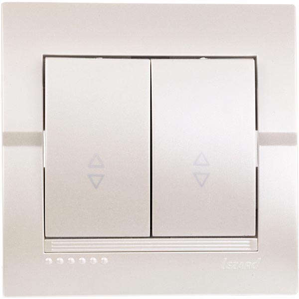 Выключатель проходной двухклавишный Lezard Deriy без подсветки 10 А 250В жемчужно-белый 702-3030-106