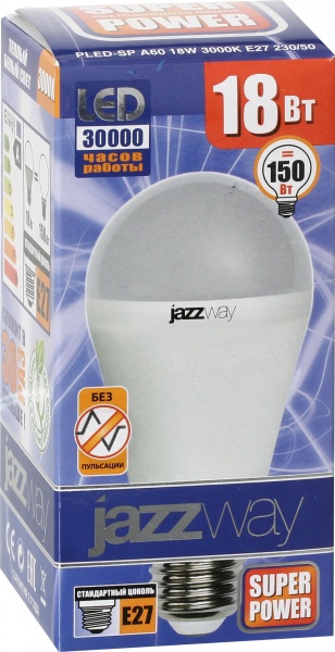 Лампа світлодіодна Jazzway PLED- SP 18 Вт A60 E27 220 В 3000 К 2853530 