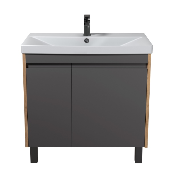 Тумба Мойдодыр Olive 80-U с умывальником Sempre 80 подвесная/напольная