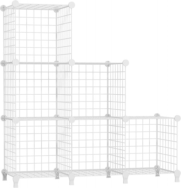 Стелаж дротяний куб сubes storage 6 полиць 1105х750х370 мм білий 