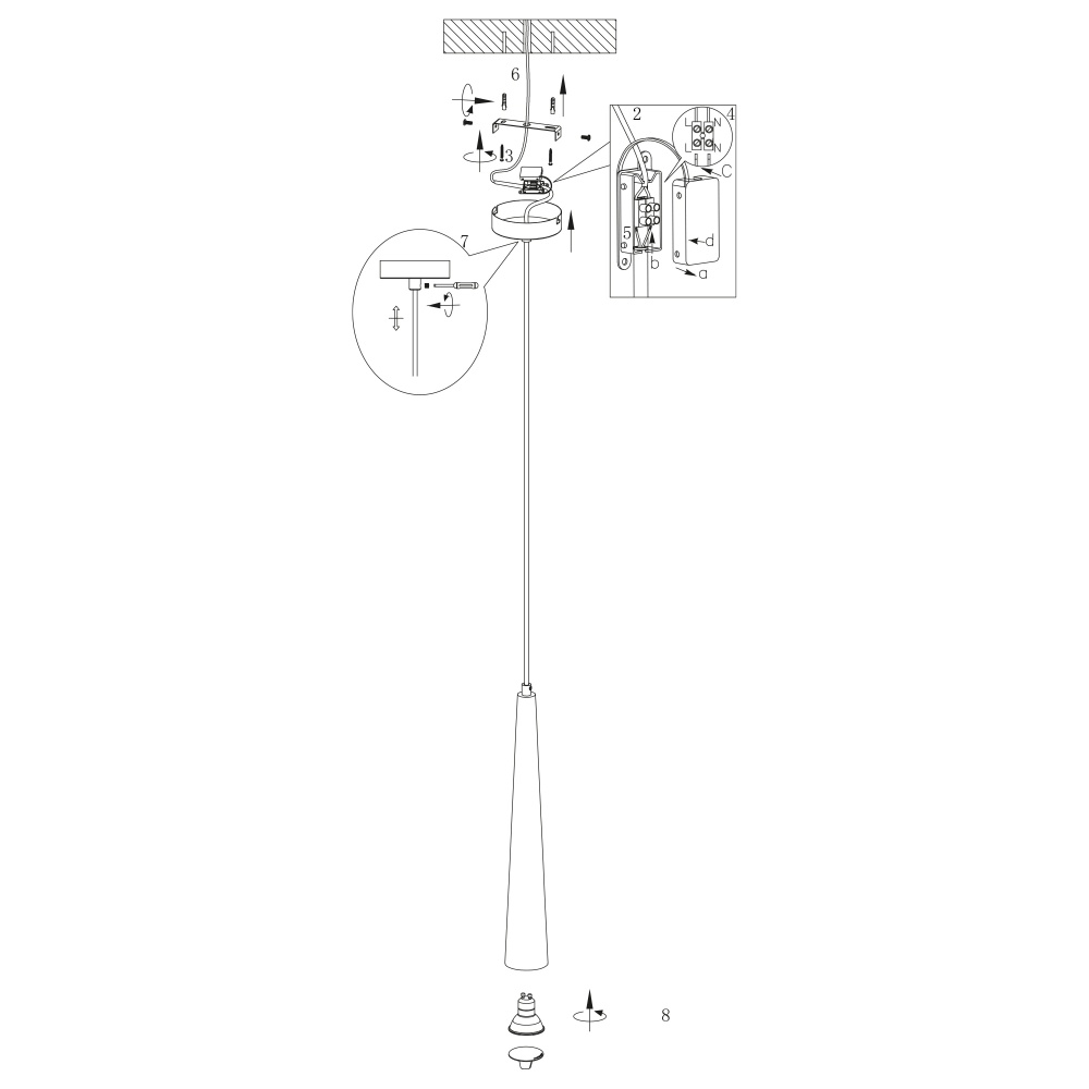 Світильник підвісний Miorro Villa 120х6 метал 1x4,8 Вт GU10 чорний 51-310-014