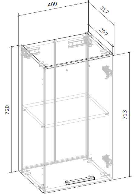 Шкаф верхний В 40х72х30 МС Кашемир кашемир/кашемир Грейд