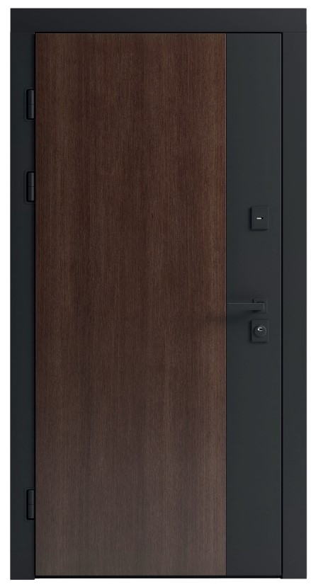 Дверь входная Rodos Steel Ultra Lux F-201 дерево / дримвуд серый 2050x960 мм правая