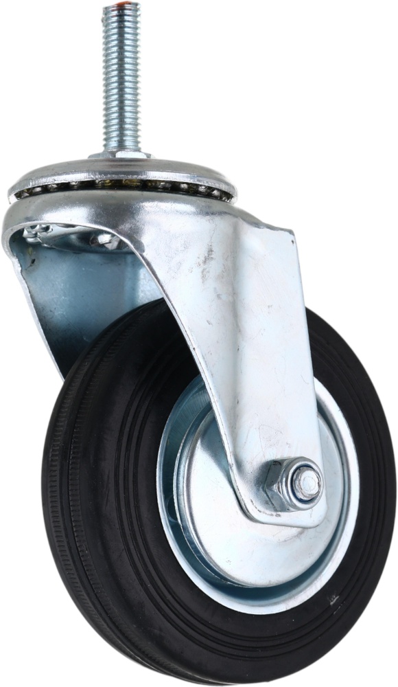 Колесо d100 мм резиновое поворотное с резьбовым штырем M10