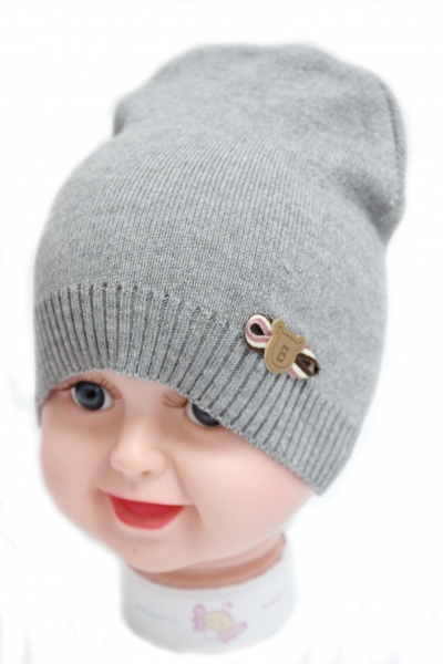 Шапочка дитяча для хлопчиків Kraft+ р.46-48 сірий 1416 