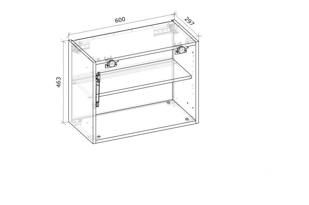 Шкаф верхний Грейд Оптимум с газлифтом LS (фас.СВ) 600x463x297 мм серый графит