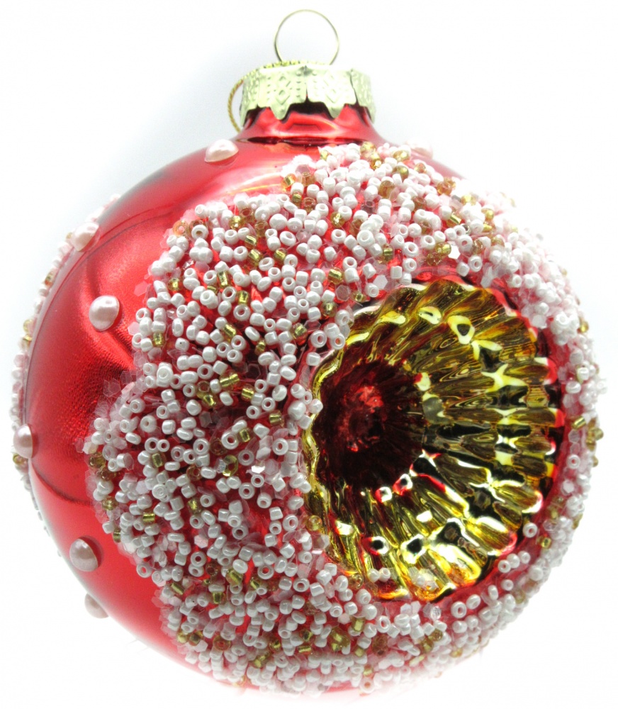 Елочная игрушка Angelo Domani шар/юла розетка с бисером d 80 мм в ассортименте JF0232780-8/ JF0232781