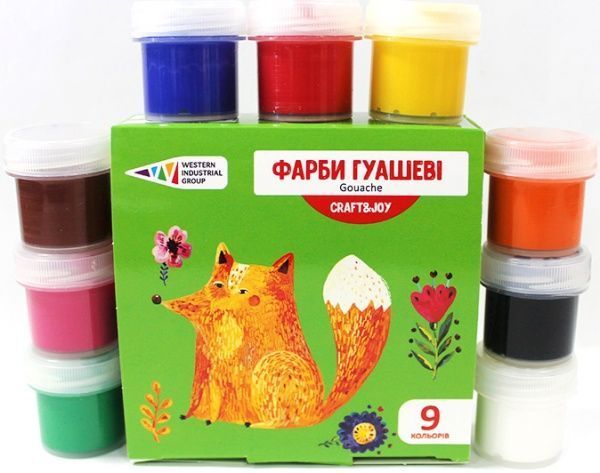 Фарби гуашеві CRAFT&JOY 221032/Cr 9 кольорів Western Industrial Group