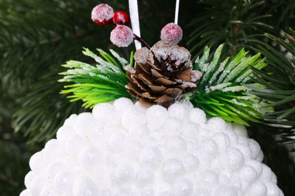 Декоративна підвіска Куля з декором 8 см білий HL21-31