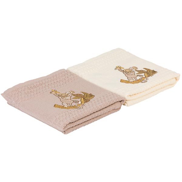 Набор полотенец Karna Woldi бежевый/молочный 2 шт