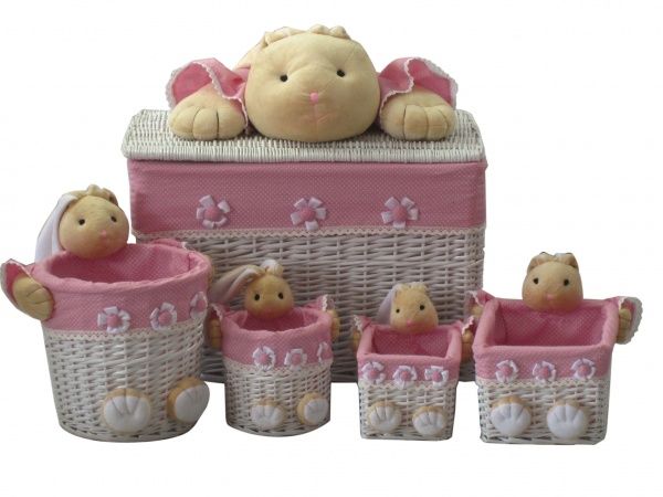 Кошик плетений з текстилем дитячий 28x22x16 см JMA11-17TK-4 