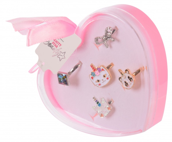 Набір дитячих каблучок Серце 5 шт/уп. KB2124 (асортимент)