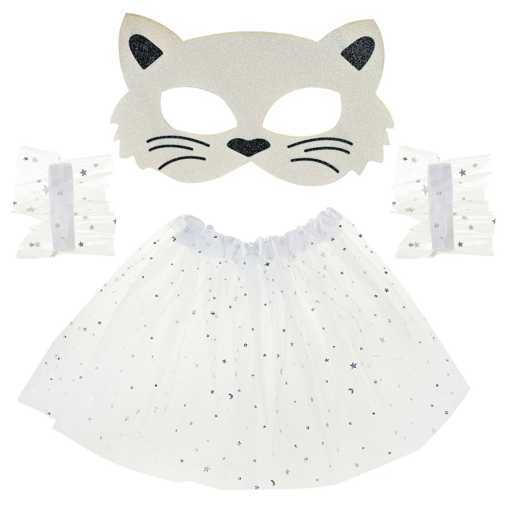 Костюм дитячий карнавальний Shantou (спідниця, маска, браслети) білий E2514-2