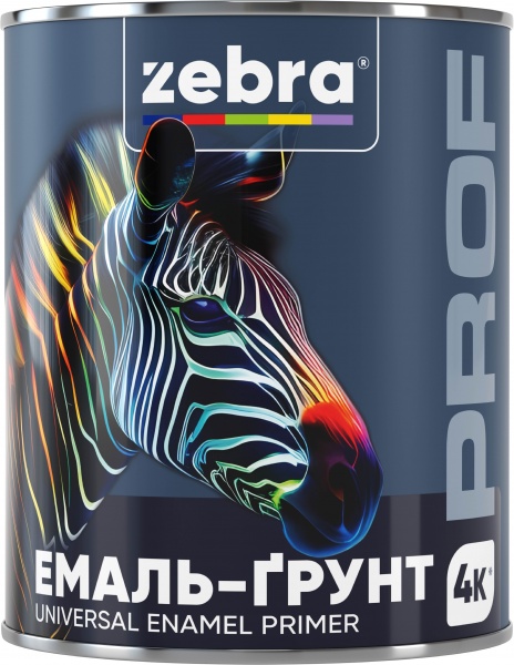 Эмаль-грунт ZEBRA PROF 090P Чорний глянец 2,5кг