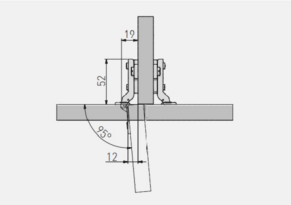 Петля полунакладная GTV 95° Slide-On Cibi Mini планка H=0 ZP-CIBI8H0ZE
