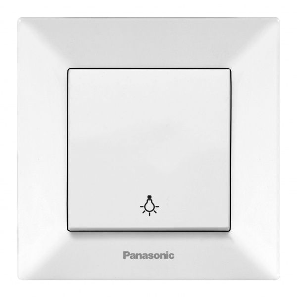 Выключатель кнопочный одноклавишный Panasonic Arkedia Slim без подсветки 10 А белый 480100205