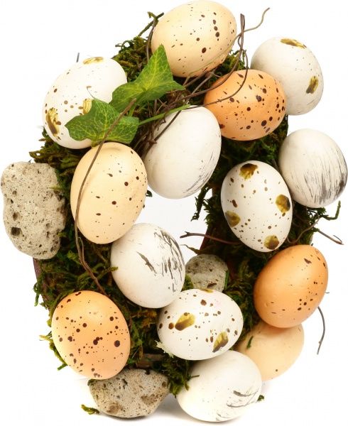 Венок пасхальный Декорация плющ и яйца желт.-зел. д.25см WJ1121