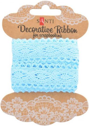 Лента кружевная лента голубая, 25мм, 2м. 741342 