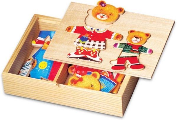 Дерев’яна шафа для одягу Bino Ведмедиця та ведмежатко 88023
