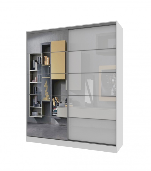 Шкаф-купе Стандарт-1 2Д ДСП 200 м 2000x600x2400 мм белое дерево двери / ДСП