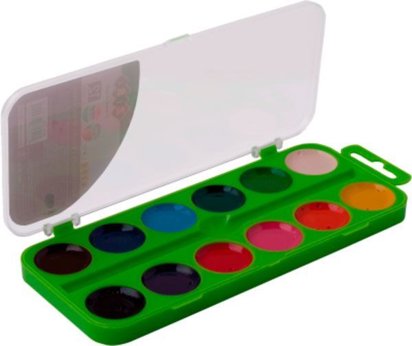 Краски акварельные Kids Line 12 цветов салатовый пенал ZB.6544-12 ZiBi