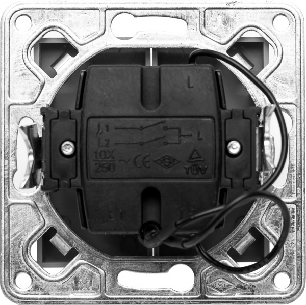 Выключатель двухклавишный LXL Tesla TLXL3503A с подсветкой графит 3503A graphite