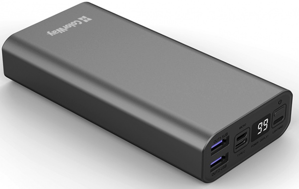 Зовнішній акумулятор (Powerbank) ColorWay 20000 mAh gray (CW-PB200LPH3GR-PDD) 