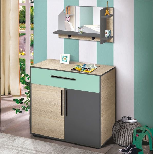 Комод МФ МОДЕРН Элемент Фила 900х400х900 дуб сонома/хаки ментол/антрацит