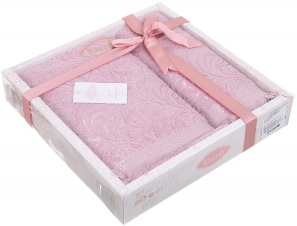 Набір рушників Esra 2 шт. брудно-рожевий Karna 