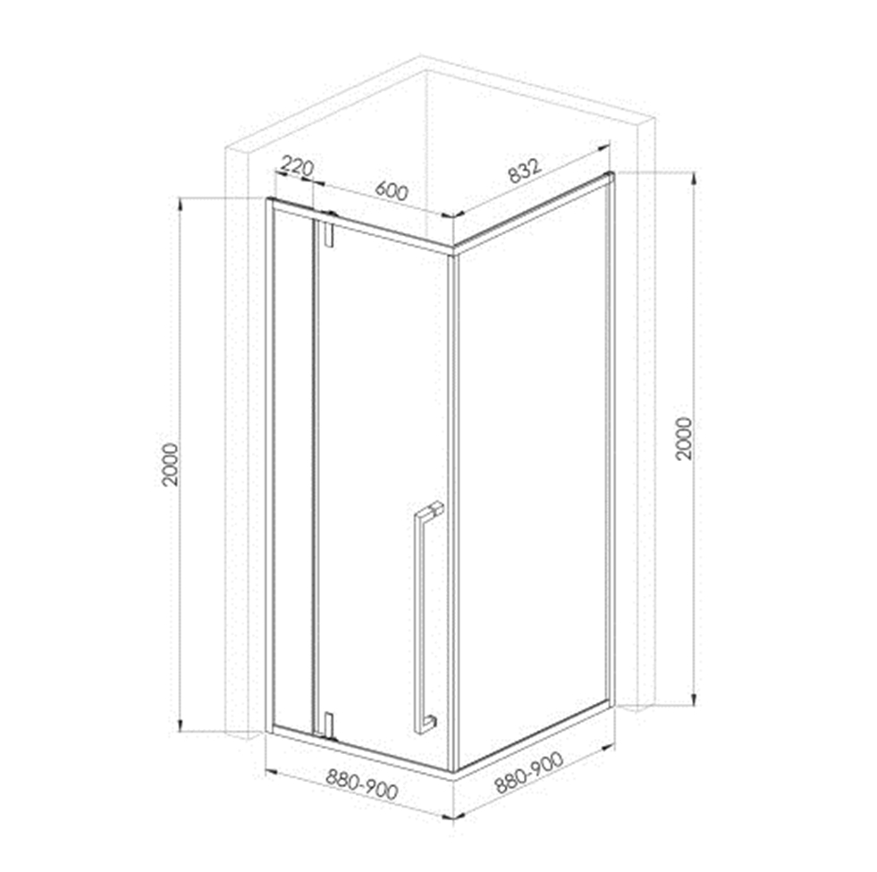 Душевое ограждение VOLLE MORA 90-C 90*90*200 см
