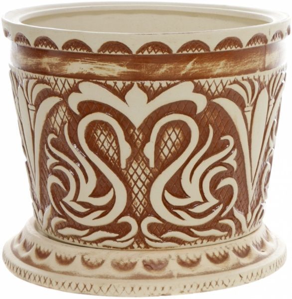 Горщик керамічний Гармонія круглий 7,5л бежевий/з малюнком 