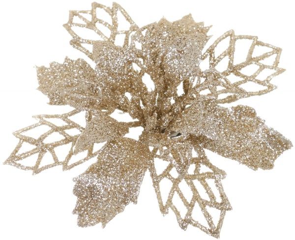 Декорація новорічна Shunda Пуансетія в наборі 3 шт. шампань