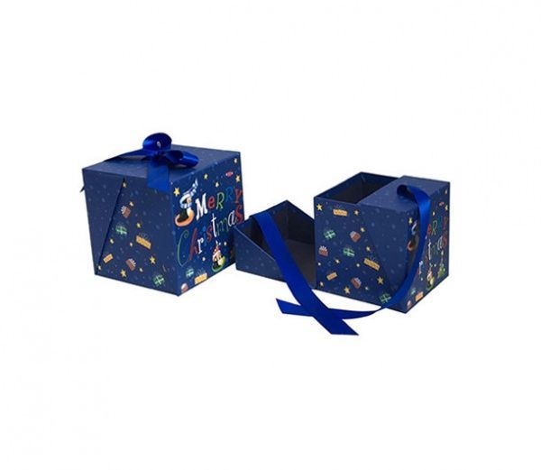 Коробка подарочная синяя (раскладная) W7849 S:12x12x12 см