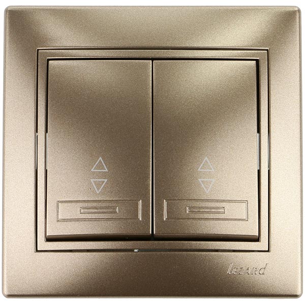 Вимикач прохідний двоклавішний Lezard Mira без підсвітки 10 А 250В IP20 світло-коричневий