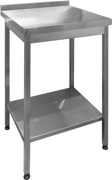 Стол производственный с полкой и бортом Tehma 600x600x850 мм нержавеющая сталь