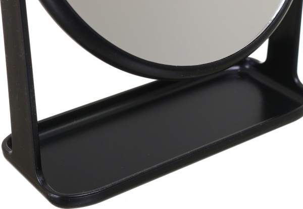Зеркало косметическое круглое двустороннее ST 19,3x16 см черное