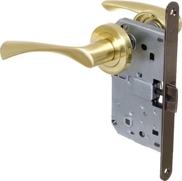 Замок врезной с ручками WC Linde Best SB матовая бронза без петель