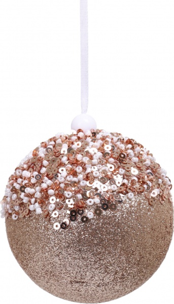 Ялинкова іграшка у формі кулі з паєтками та блискітками 80 мм CAA126660 