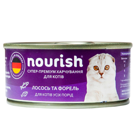 Консерва для котов всех пород Nourish Филе лосося и форели