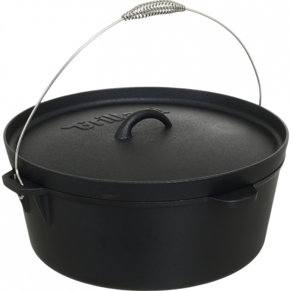 Казан Grilland 12 л чугунный туристический с крышкой UHR111703