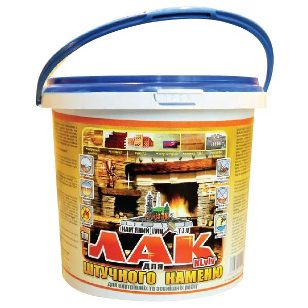 Лак для искусственного камня и бетона KLVIV_MIX мокрый эффект 1 л