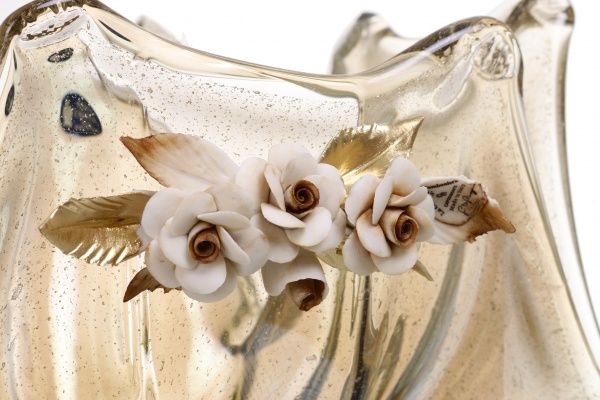 Фруктовница желтая Corona Fume Star 43х35х22 см White cristal