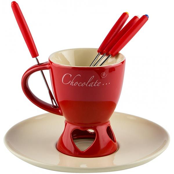 Набор для фондю красно-белый 200 мл