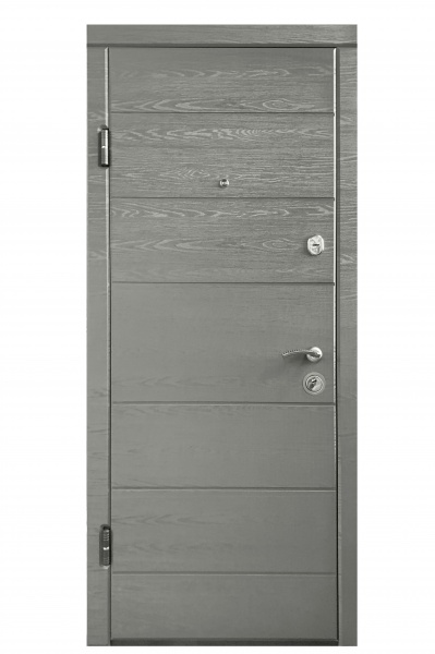 Дверь входная Министерство дверей Оптима 202 Микс дуб грифель / дуб пломбир горизонт 2050x960 мм левая