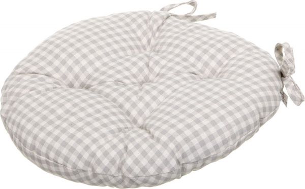Подушка на стілець сіра в клітинку D 40 см Прованс