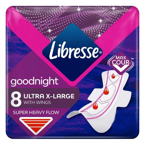 Прокладки гигиенические Libresse Ultra Goodnight Extra Large ночные с крылышкамии 8 шт.